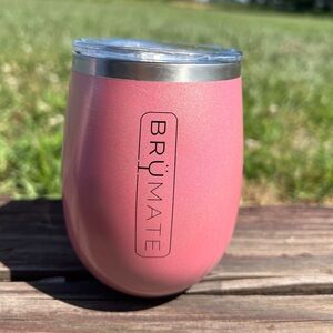 Brumate Uncork'd 14 Oz Wine Tumbler Gray Pink Glitter w/ Slider Lid EUC